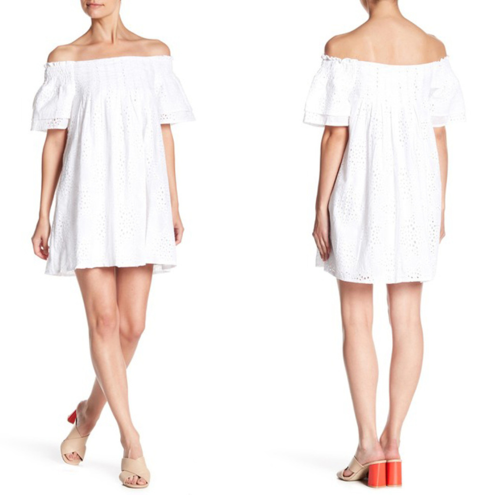 J.O.A. White Cotton Eyelet Dress Medium